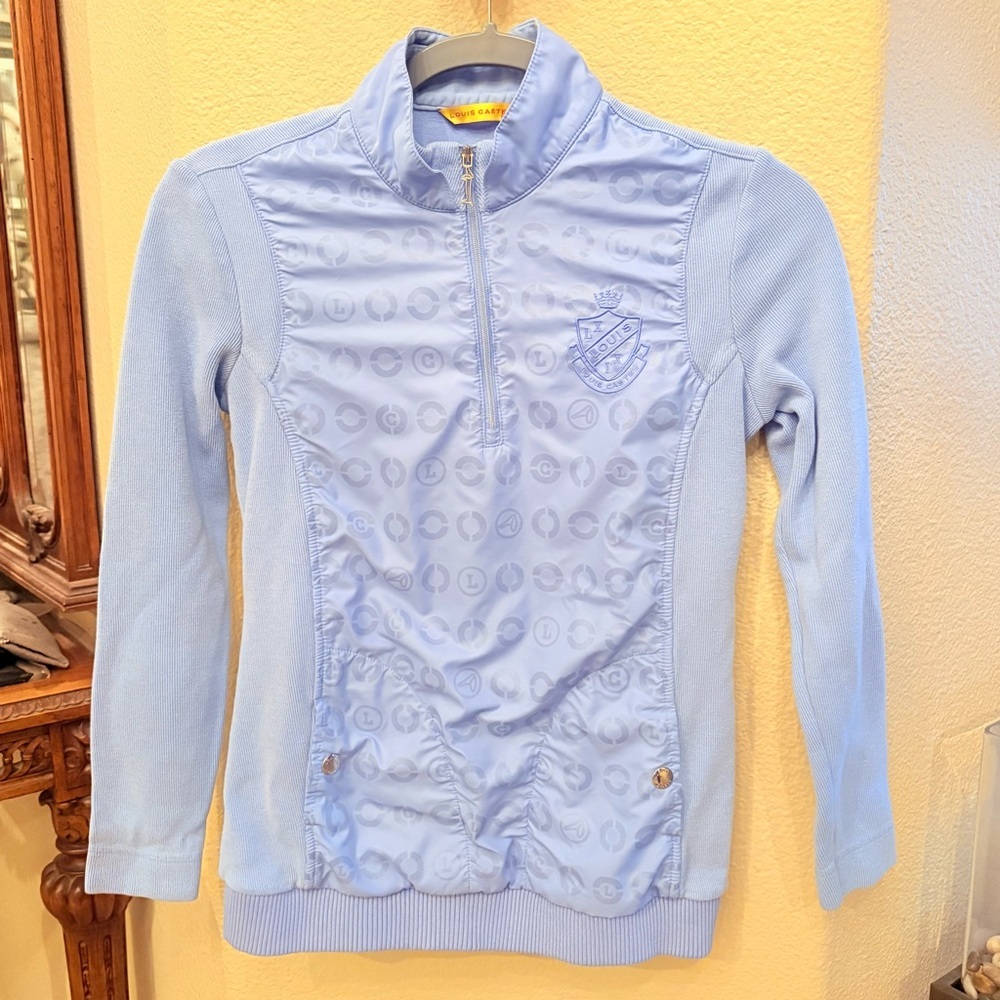LOUIS CASTEL Light Blue Quarter-Zip Pullover Golf Long Sleeve Top Size XS/S